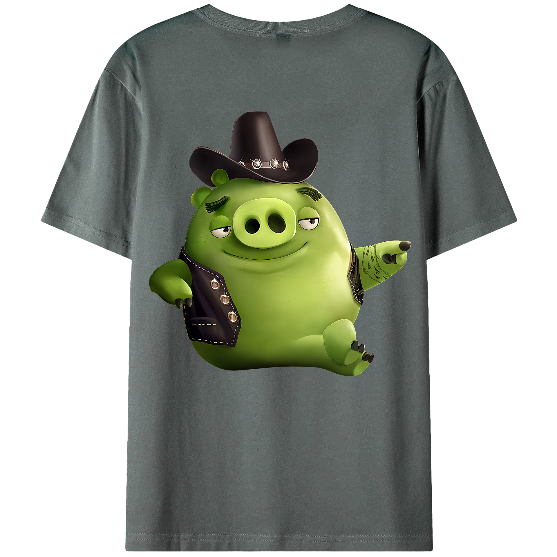 （画像用） Angry Birds アングリーバード 綿100％ メンズ半袖Tシャツ（バックプリント） 通気性